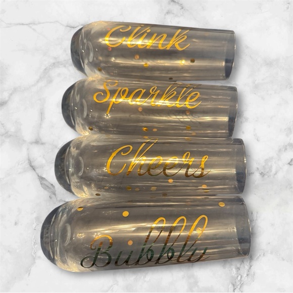 Gold Accented 4 -pc Champagne tumbler flute glasses - Picture 3 of 3